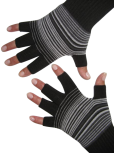 Kurzfinger-Handschuhe, Ringel schwarz-grau-anthrazit