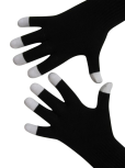 Handschuhe, Langfinger, schwarz, weisse Fingerkuppen, Grösse M