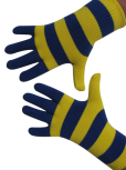 Handschuhe, Langfinger, Ringel, Farbe blau-gelb, Grösse M