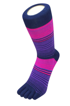 Zehensocken, Dreifarbringel, Malipi, Marine-Lila-Pink 42 - 48