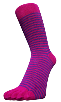 Zehensocken Zweifarbig, Ringel schmal Pink-Lila, Grösse 42 - 48