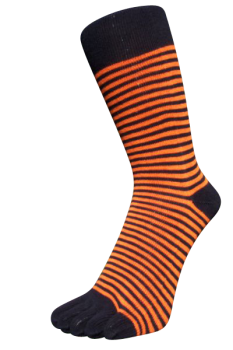 Zehensocken, schmal, schwarz, Orange, Grösse 35 - 41