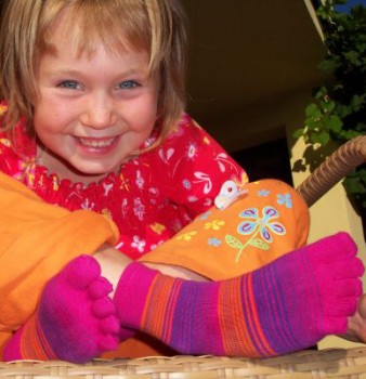 Kinder-Zehensocken, Pinkelig-Ringelig, pink-orange-lila