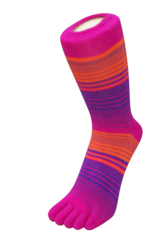 Zehensocken, Dreifarbringel, Piliora, pink-lila-orange 42 - 48