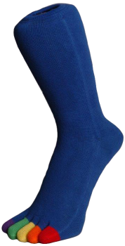 Zehensocken royalblau, Zehen in fünf verschiedenen Chakraströmfarben 42 - 46