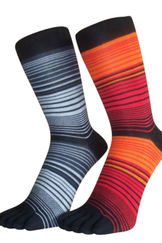 Zehensocken, mehrfarbig, schwarz, Orange, Rot, Grösse 35 - 41