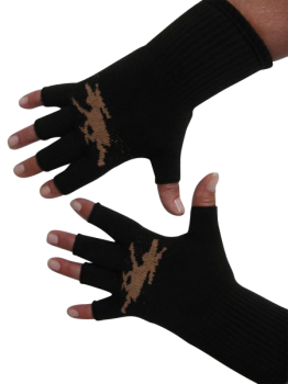 Kurzfinger-Handschuhe, Motiv "Elch", Fb. schwarz-braun