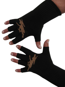 Kurzfinger-Handschuhe, Motiv "Elch", Fb. schwarz-braun L