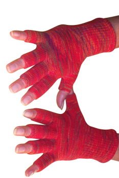 Kurzfinger-Handschuhe, Farbe rot-Batik