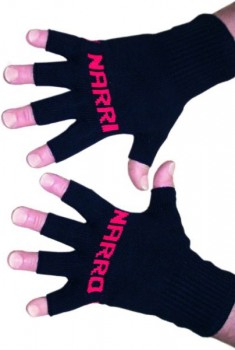 Kurzfinger-Handschuhe "Narri-Narro", Fb. schwarz-rot XS