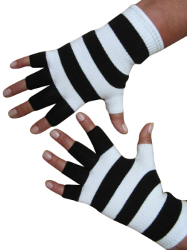 Kurzfinger-Handschuhe, Ringel schwarz-weiss M