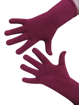Handschuhe, Langfinger, unifarben, Weinrot XS