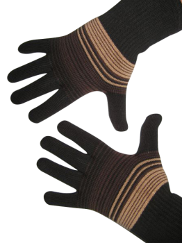 Handschuhe, Langfinger, schwarz-braun-rehbraun, Grösse M