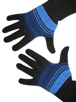 Handschuhe, Langfinger, schwarz-blau-hellblau, Grösse M