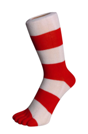 Zehensocken, Blockringel, Rot-Weiss