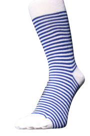 Zehensocken, Ringel schmal, weiss-royalblau