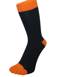 Zehensocken, bunte Zehen, schwarz-orange