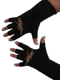 Kurzfinger-Handschuhe, Motiv "Elch", Fb. schwarz-braun M