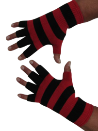 Kurzfinger-Handschuhe, Ringel schwarz-feuerrot