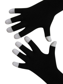 Handschuhe, Langfinger, schwarz, weisse Fingerkuppen, Grösse M