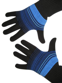 Handschuhe, Langfinger, schwarz-blau-hellblau, Grösse M