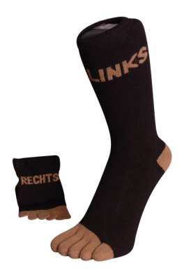 Zehensocken, "Links-Rechts", schwarz-braun 42 - 48