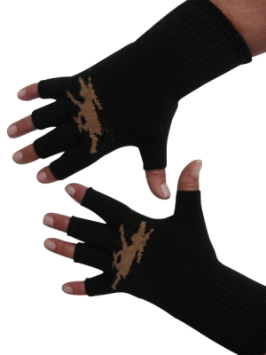 Kurzfinger-Handschuhe, Motiv "Elch", Fb. schwarz-braun S