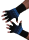 Kurzfinger-Handschuhe, Ringel schwarz-blau-hellblau XS