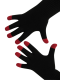 Handschuhe, Langfinger, schwarz mit roten Kuppen, Grösse M