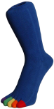 Zehensocken royalblau, Zehen in fünf verschiedenen Chakraströmfarben 35 - 41