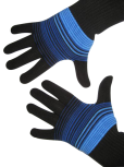 Handschuhe, Langfinger, schwarz-blau-hellblau, Grösse M